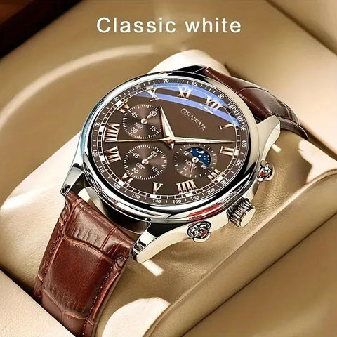 CHRONIX Aurelius Luna 40 — Ivory Roman / Brown Leather