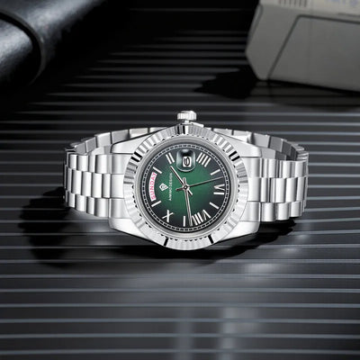 Aurelius President 40 — Jade / Fluted Steel