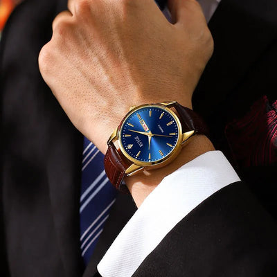 Aurelius Regent 40 — Sapphire Blue / Gold Case / Brown Leather