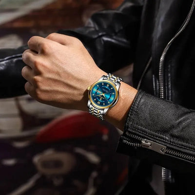 Celeste Two-Tone 32 — Gold & Steel / Lagoon