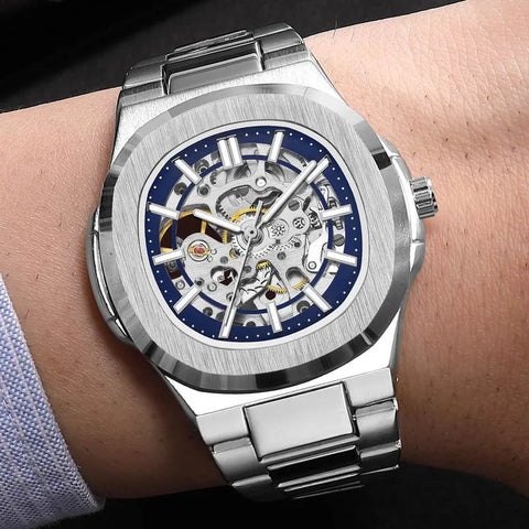 CHRONIX Imperium Skeletal 42 — Brushed Steel / Cobalt Core