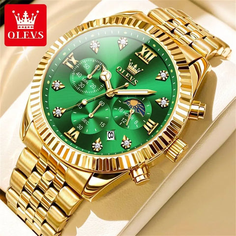 CHRONIX Imperium Verdant Chrono — Emerald / Gold Fluted / Moonphase