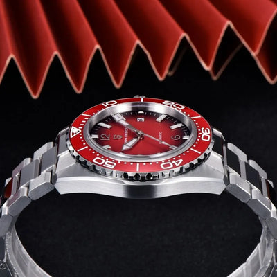 Vanguard Corsa 42 — Crimson Dial / Steel