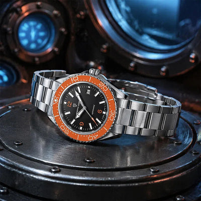 Vanguard Tangerine 42 — Orange Bezel / Steel